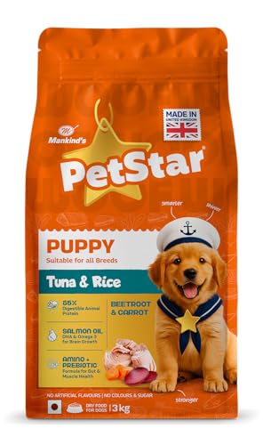 Image of Petstar Puppy Dry Dog Food 3 kg, Tuna & Rice Formula, High Protein, Easy Digestion, Immunity Support, No Artificial Flavours or Added Sugar