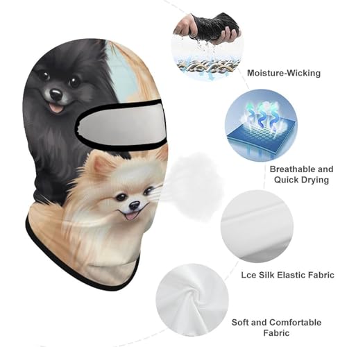 Balaclava para Hombres con Estampado de Pomeranian, Máscara de Invierno para Ciclismo y Esquí, Protección Facial y Cuello Multifuncional miniatura 3