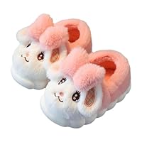 QZBAOSHU Girls' Bunny Slippers Baby Cute Warm Soft Fluffy Slippers Memory Foam Plush Lining Non-slip Rubber Sole Indoor and Outdoor Cotton Fleece Shoes for Little Kids Pink 12/13 UK Child