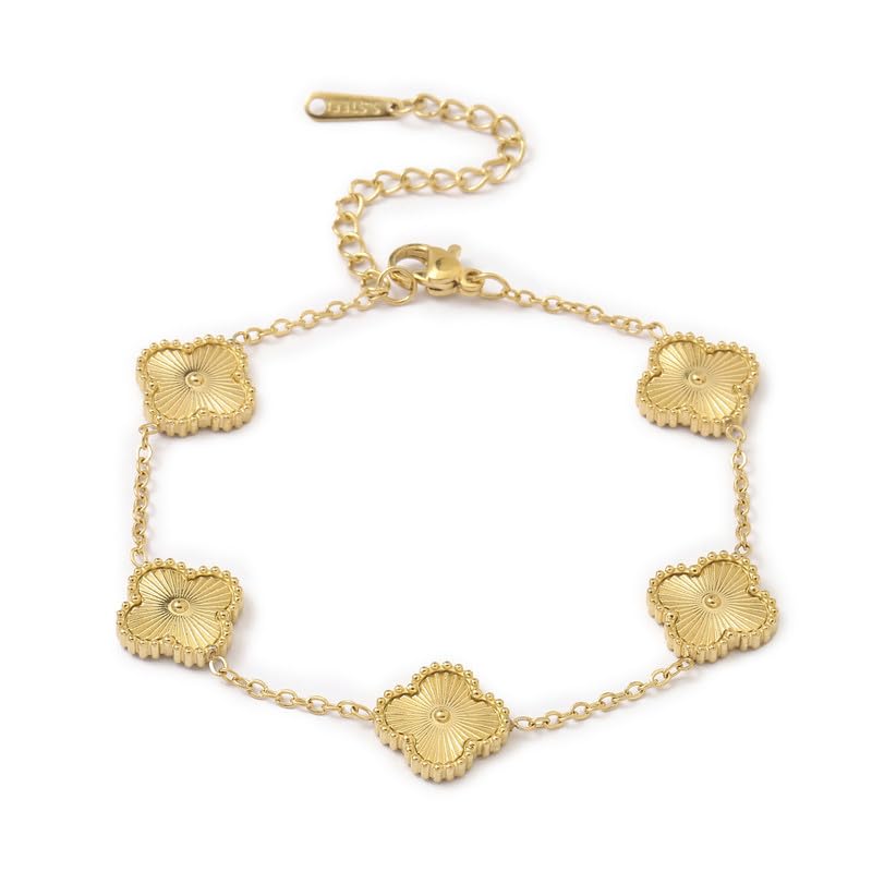 Salty Golden Luck Leaflet Clover Wrist Bracelet for Women | Hand Band for Girls | Fancy & Stylish Womens Accessories | Aesthetic Jewellery | Bracelets for Woman, Girlfriend & Wife | Gift for Diwali, Anniversary, Engagement, Birthday & Everyday Wear (B0D5RCZHGX) Amazon Price History, Amazon Price Tracker