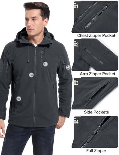 Image of CRYSULLY Men's Tactical Hoodies Jacket Warm Winter Fleece Jacket