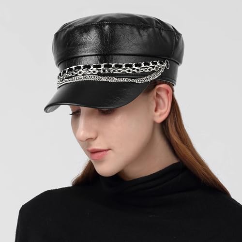 Gorra mujer estilo newsboy piel sintética miniatura 2