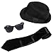 Produktbild Foxxeo 3 Teile Brothers of Blues Kostüm Set Filz Hut Weyfarer Sonnenbrille Krawatte