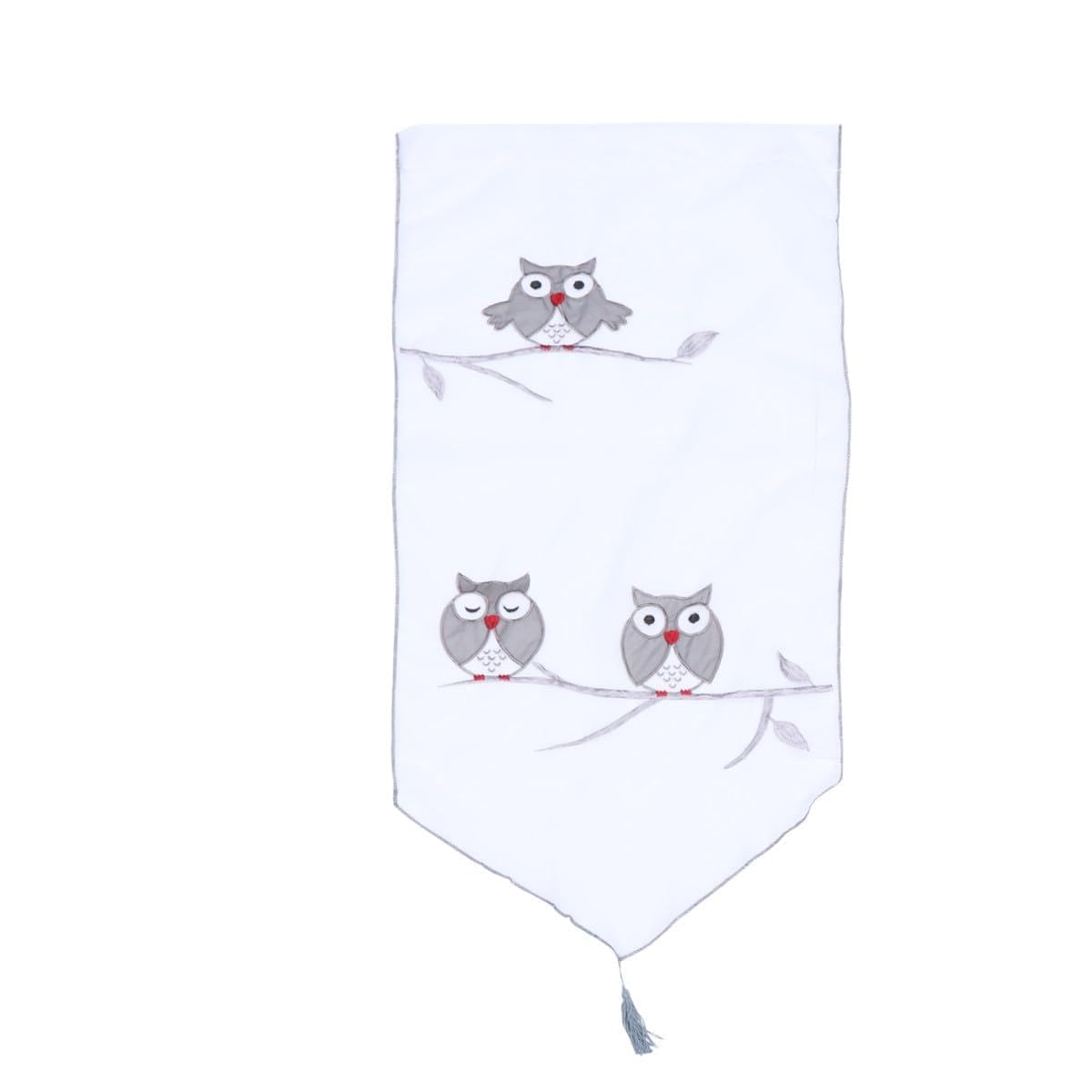 Cortina triangular bordada búho FOMIYES de poliéster para decoración de ventanas del hogar