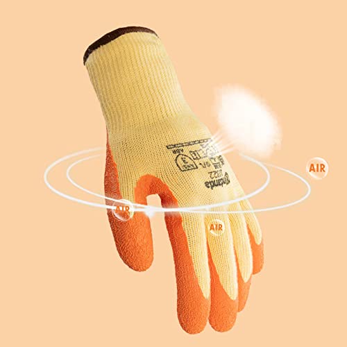 Andanda 1/3/12 Pairs Safety Work Gloves, Seamless Knit Work Gloves With Latex Coated Suitable For Men & Women, Orange Medium 12 Pairs #TOP3