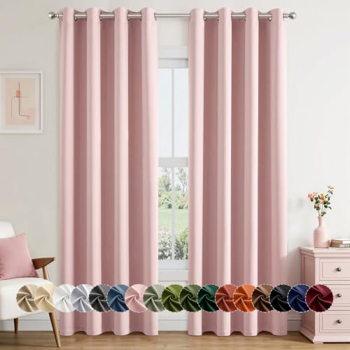 MIULEE Blackout Curtains for Bedroom 2 Panels 50 x 84 Inch Long Pink