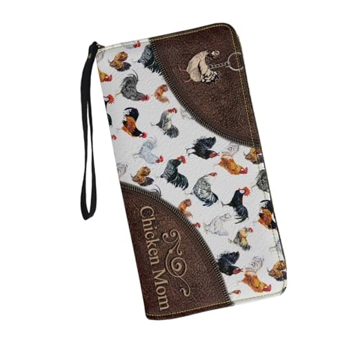 Image of Bulopur Personalized Wristlet Wallet for Women with Name Rifd Chicken Long Wallet PU Leather Clutch Purse Zipper Large Capacity Coin Cash Holder Customized Gifts for Mom Girlfriend