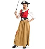 Erobere die Weltmeere! Als kühne Piratin in einem farbenfrohen Kostüm fällt das bestimmt nicht schwer! Das rassige Kleid ist lang geschnitten mit einer tolle Raffung am Rock. Die Taille wird durch einen breiten Gürtel betont. Lieferumfang: Kleid mit Gürtel. Tolle Hüte, Bandans sowie die passenden Schwerter und Pistolen finden sie auch bei uns im Shop.