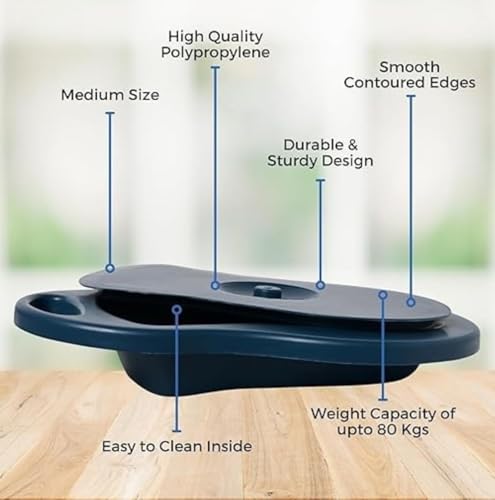 Image of Unisex Plastic Bedpan with Lid | Durable Polypropylene Bed Pan for Men & Women | Portable, Easy to Clean, Lightweight & Reusable Hospital Bedpan for Home, Elderly, and Patient Care