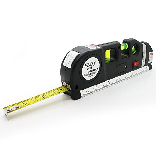 dengzhu Mehrzweck-Laser Level Maßband Lineal Bodenbelag Level Aligner Horizontal Vertikal Messen Standard Metrisches Herrscher (2,4 m/2,5 m)