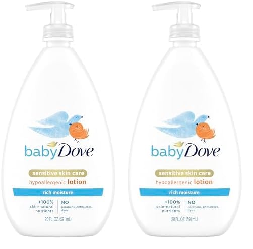 Image of Baby Dove Sensitive Skin Care Body Lotion For Delicate Baby Skin Rich Moisture With 24-Hour Moisturizer, 20 fl oz (Package May Vary) (Pack of 2)