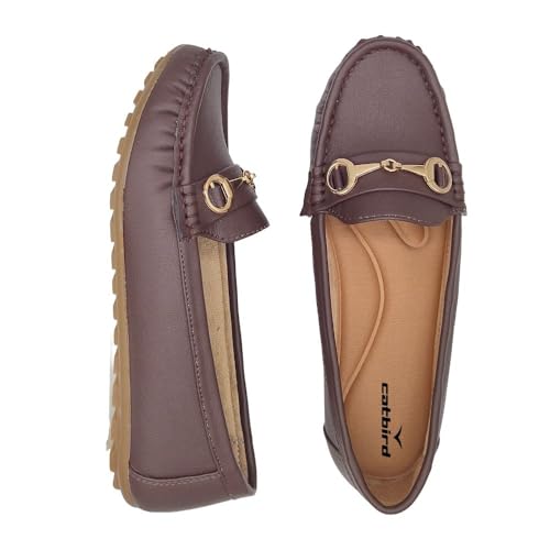 Image of CatBird Women's Metal Detail Slip-On Loafers | Cushioned Comfort Flats | Lightweight Office & Casual Shoes | Anti-Slip Sole Footwear