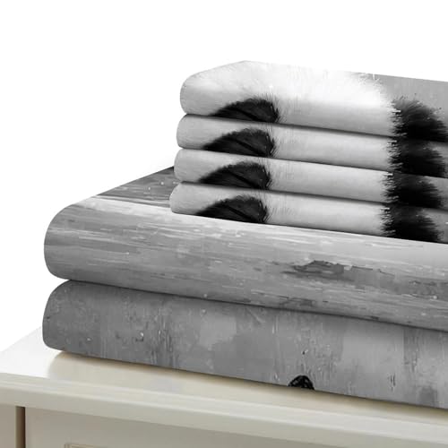 Ensemble de literie panda housse de couette microfibre 3 pièces effet 3D respirante