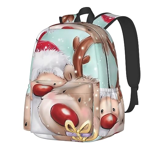 Sac à dos Merry Christmas léger pour fille et garçon avec grand compartiment étanche noir