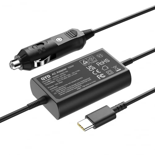 Cargador de coche de 100W USB C para portátiles MacBook Pro y Lenovo de 12-24V