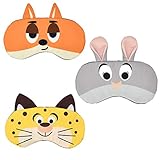 HYCLES Sleep Mask for Kids Sleeping Eye Cover Cute Cartoon Animal Funny 3 Pcs Blindfold Eyeshade for Men Women Plane Travel Game Nap Night Sleeping