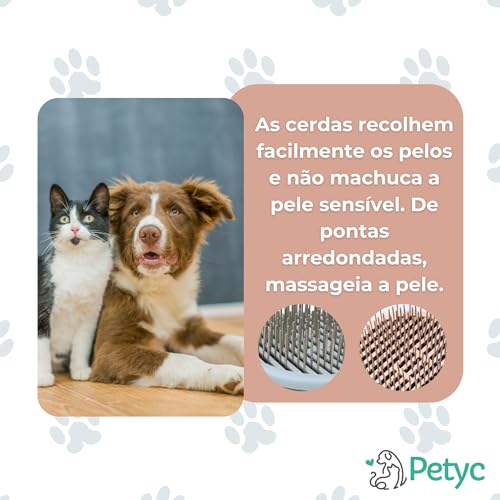Rasqueadeira Autolimpante Prática para Cães e Gatos PETYC Emborrachada Petshop Premium (Rosa)