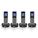 Motorola Voice Cordless Phone System w/ 4 Digital Handsets + Answering Machine, Remote Access, Call Block - Dark Grey (T614)