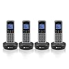 Motorola Voice Cordless Phone System w/ 4 Digital Handsets + Answering Machine, Remote Access, Call Block – Dark Grey (T614)