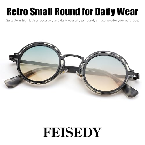 Image of FEISEDY Retro Small Round Sunglasses for Men Women Classic Vintage Hippie Circle Style UV Protection B0208