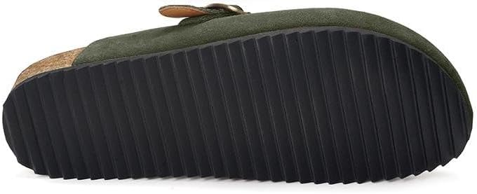 ZUSERIS Women's Men's Suede Clogs Wide Width Leather Mules Cork Footbed Sandals Slip on Comfort Potato Shoes with Arch Support - Image 4