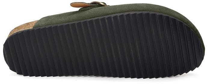 Image of ZUSERIS Suede Clogs for Women Men Wide Width Leather Mules | Soft Cork Footbed,Arch Support,Comfort Potato Shoes