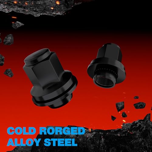 Image of JiiinMiiin M12x1.5 Toyota Lexus Lug Nuts, 13 /16'' (21mm) Hex OEM Factory Style Black Mag Seat Wheel Nuts with Washer for 4Runner Camry Highlander Prius Sienna Lexus CT200h HS250h GS450h Set of 20PCS