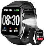 IOWODO Reloj Inteligente Hombre Mujer, Smartwatch Hombre con Linterna, 1.91" Reloj Deporte con Llamadas, 2 Correas, Monitor Cardíaco 24h/SpO2/Sueño, IP68 Impermeable Smartwatch para Android iOS