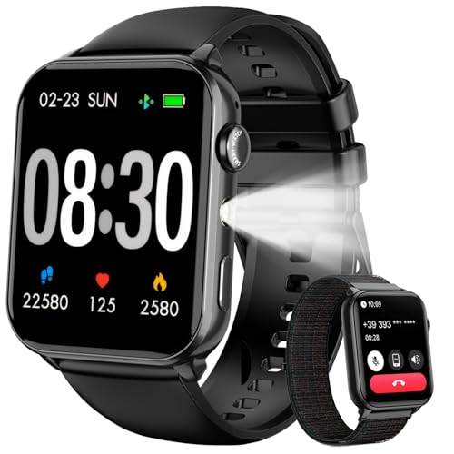 IOWODO Reloj Inteligente Hombre Mujer, Smartwatch Hombre con Linterna, 1.91