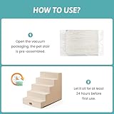 COZY KISS Hundetreppe für Kleine Hunde, 5 Stufen Breiter Haustiertreppe für Bett Couch Auto, 60cm Hoch Hochdichtem Schaumstoff Katzentreppe mit Abnehmbarem Bezug (Beige, 75x50x60cm, 5)