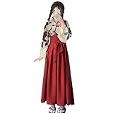 [Qichenk] 和服 着物 和装 大正ロマン ドレス 仮装 ワンピース 大きいサイズ ゆったり花柄 ロリィタ服 コスプレ 大人用 衣装 浴衣 昭和 レトロ バラ 薔薇柄 かわいい ゴスロリ hf0201-C-red M