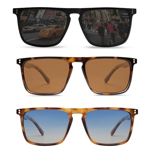 Image of VANLINKER Polarized Square Sunglasses for Men Women Dark Shades with UV Protection for Driving VL9748