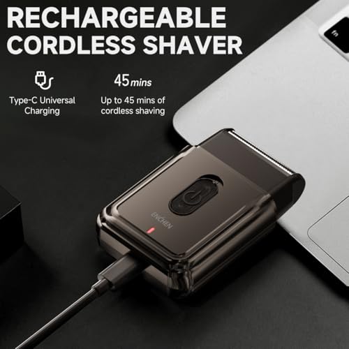 Image of ENCHEN MS003 Electric Shaver for Men,Foil Shaving Machine,Portable Ultra-Thin Mini,Integrated Pop-Up Trimmer，Powerful Motor,Comfortable Close Shave & Fast Grooming for Home and Travel,Gentle on Skin,Type-C Charging - Christmas Gift for Men