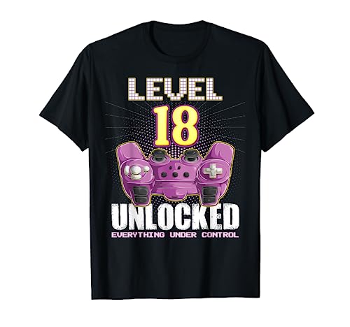 Compleanno anni 18 Gamer Donne Uomini Ragazzi e Ragazze Maglietta
