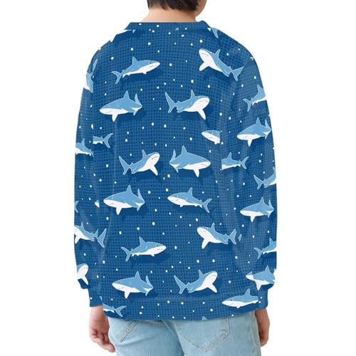 Boys Sweatshirts Long Sleeve Sport Cartoon Graphic Tops Shark Pullover Crewneck Tops Tees Kids 6-16 Years4