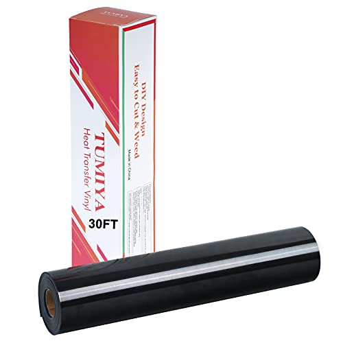 TUMIYA Heat Transfer Vinyl,12 Inch by 30ft Black Iron on Vinyl