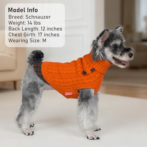 Image of KYEESE Dog Sweater for Small Medium Dogs Turtleneck Thick Knit Pullover | Stretchy Fit, Lightweight & Warm, Cozy Knit Comfort, Classic Plaid Design, Gentle on Sensitive Skin, Winter Daily Wear