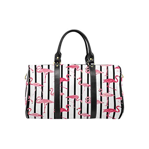 InterestPrint Unisex Duffel Bag Carry-on Bag Overnight Bag Weekender Bag Flamingo Bird Background