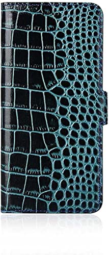 Housse en cuir crocodile bleu pour iPhone 14 Pro, étui folio magnétique chic au design raffiné