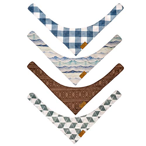 Remy+Roo Dog Bandanas - 4 Pack | Ryan Set | Premium Durable Fabric | Unique Shape | Adjustable Fit | Multiple Sizes Offered (Large) #TOP7