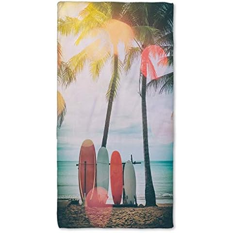 COLORCOMMALL Personalized Custom Beach Towel - 30x60 Inch Microfiber Pool Swim Travel Large Soft Lightweight Customized Photo Design Text Name Picture Gift for Women Kids Cover