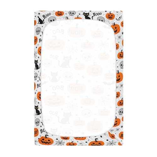 Image of Caikeny Fitted Crib Sheet for Boys Girls Cartoon Halloween Pumpkin Baby Crib Sheets Bassinet Sheets Crib Mattress Bed Sheets for Toddler Newborn Infant 27 x 39 in