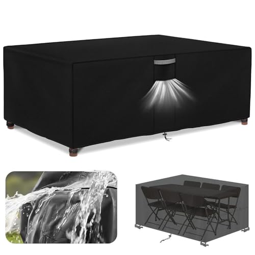 Bâche de protection extérieur 273x210x109cm housse table rectangle noir