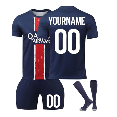 Camiseta Fútbol Paris Personalizadas para Hombres y Niño, equipación Fútbol DIY Nombre y Número con Conjunto Top Pantalón Corto y Calcetines Regalo de Fútbol