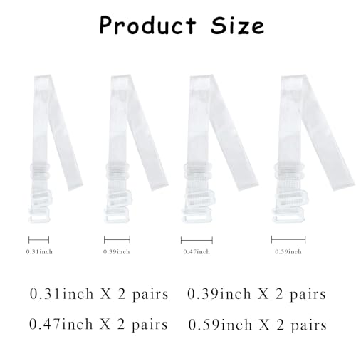 8 Pairs Invisible Bra Straps Adjustable Transparent Replacement Soft Non-Slip Shoulder Strap 8/10/12/15/mm Width2