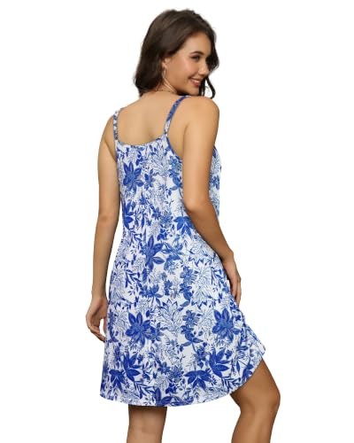 Image of Womens Summer Dresses Spaghetti Strap V Neck Sleeveless Beach Sundress