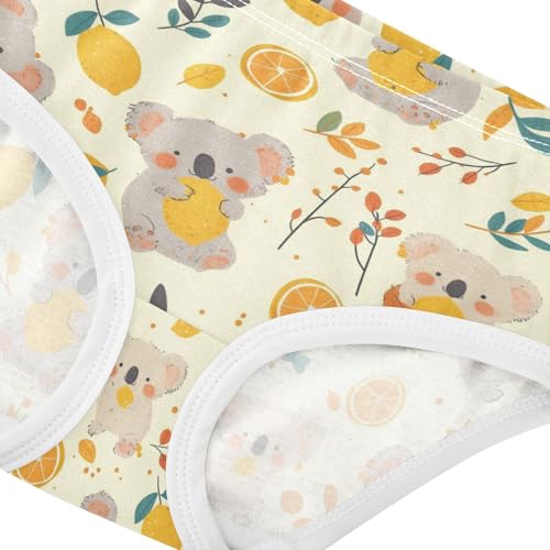 Wusikd Cute Koala Bear Girls' Underwear Cotton Lemos Leaves Girls Briefs Soft Toddler Underwear 2T4