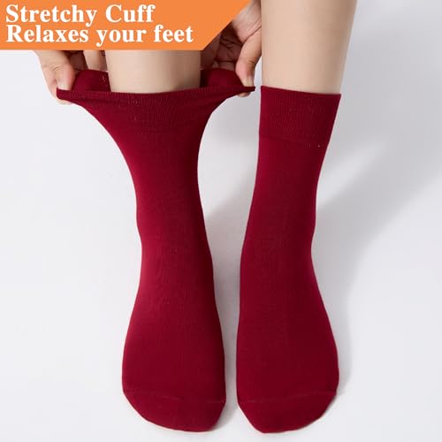 Image of ATBITER Women's Thin Cotton Crew Socks - Soft Above Ankle Bootie Casual Dress Socks 6-Pairs