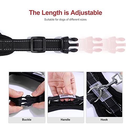 Dog Harness Comfort Soft Breathable Adjustable Mesh Pet Chest Strap Large Dog Harness Vest Collar Hand Strap (M, Black) - Image 6