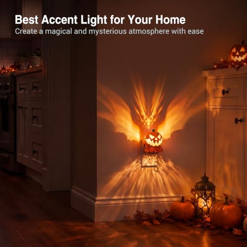 Image of JandCase Halloween Night Light, RGB Color Night Lights Plug into Wall | Cute & Funny Pumpkin Projector Night Light for Kid, with Dynamic RGB Running\Jumping Light for Halloween Party Decor